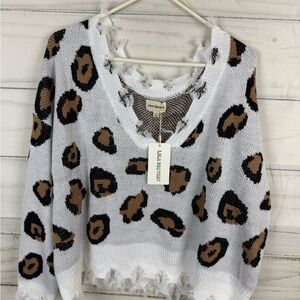Leopard Print V-Neck Sweater